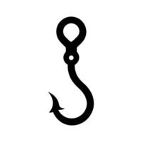 a black and white fish hook icon on a white background vector