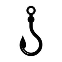 a black and white fish hook icon on a white background vector