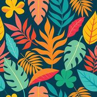 a colorful pattern with tropical leaves vector