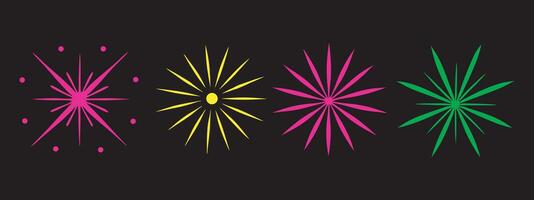 Colorful decorative line pattern designs with symmetrical bursts perfect for digital posters, cards, and branding vector