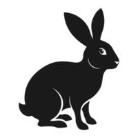 black and white silhouette of a rabbit on a white background vector