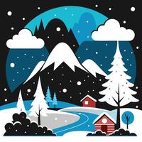 winter landscape with snow and trees vector