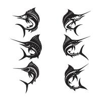 a set of four different marlin fish tattoos vector