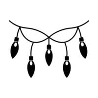 a black and white illustration of a string of christmas lights vector