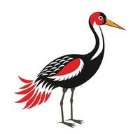 a red and black crane with a long tail vector