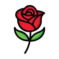 a red rose with green leaves on a white background vector