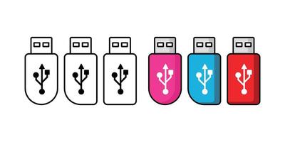 Set of USB flash drive icons vector