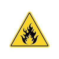 flammable substance warning sign in yellow triangle vector