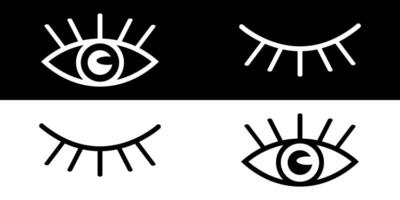 Open eyes and closed eyes icons vector