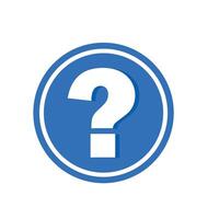 question mark symbol icon on a blue round background vector