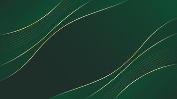 Abstract Emerald green luxury background with gold lines. Simple gradient wave wallpaper vector