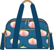 Duffel Bag with Peach and Dashed Line Repeat Pattern vector