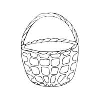 Shopping cart on isolated white background in doodle style. vector