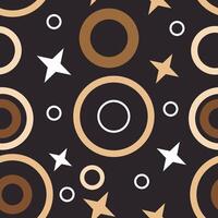 Seamless abstract pattern with circles and stars in brown colors.Seamless texture in coffee shades. vector