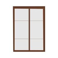 Window in flat style with brown frame on isolated white background. vector
