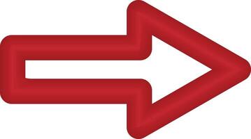 Arrow icon, long arrow, red arrow pointing right, long arrow of thick line, realistic 3d red arrow, illustration vector