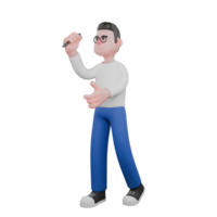 Cartoon Character 3D Model Editor Design. A Male Editor walks with a pen in his right hand while looking up. Professional Model png