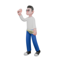 Professional Editing 3D Cartoon Model. A Male Editor stands with one hand holding a sheet of paper and the other hand holding a pen, focused expression. Illustration Design png