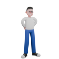 Cartoon Illustration Design of Editor 3D Character. A male editor stands with both hands hidden behind his back, as if in a resting pose. Professional Model png