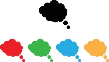 Colorful thinking bubble icon set in different colors . Thinking cloud icon . Thought bubble icon . illustration vector