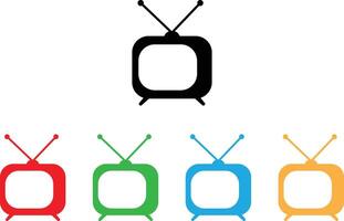 Colorful tv icon set in five colors isolated on white background . Television icon . illustration vector