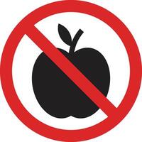 No apple sign isolated on white background . No apple allowed prohibition sign . illustration vector