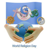 Gorgeous 3D renders of World Religion Day with Minnesota Flags png
