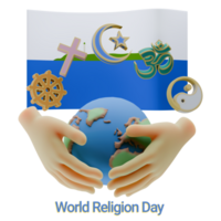 Endearing 3D renders of World Religion Day Written in Navassa Island Language and Flags png