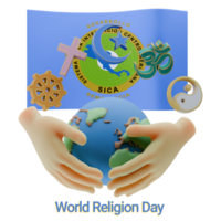 Lush 3D renders of World Religion Day with Central American Integration System Flags png