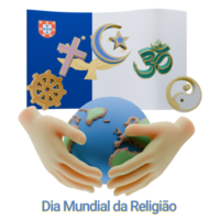 Ravishing 3D renders of World Religion Day Written in Azores Language and Flags png