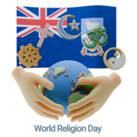 inspiring 3D renders of World Religion Day Written in Falkland Islands Language and Flags png