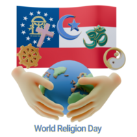 Colorful 3D renders of World Religion Day with US Georgia Flags png