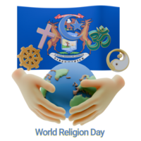 Striking 3D renders of World Religion Day with Michigan Flags png