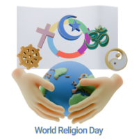 Tasteful 3D renders of World Religion Day with Organisation internationale de la Francophonie Flags png