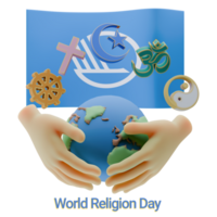 Sparkling 3D renders of World Religion Day with Nordic Council Flags png