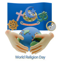 Exquisite 3D renders of World Religion Day with Idaho Flags png