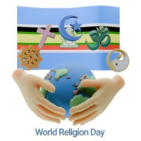 Polished 3D renders of World Religion Day with East African Community Flags png