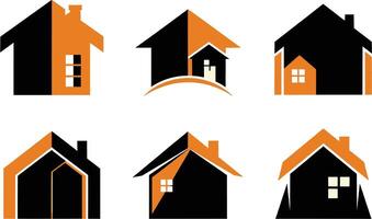 a picture of a house logo with a house with the words the house on it vector