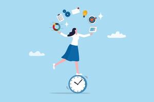 Project development manager, skill management, planning or communication to success, process or efficiency to finish work, productivity concept, businesswoman control project management skill. vector
