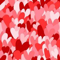 A seamless heart pattern with pink and red hearts on a romantic background. vector