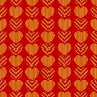 A seamless pattern with red background and yellow gold hearts on a romantic background. Valentine's day concept. Wrapping Paper. vector
