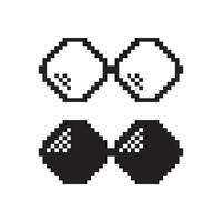 Pixel sunglasses icon in flat style. Glasses illustration on isolated background. Funny accessory sign business concept. vector