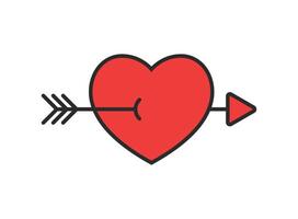 Heart with arrow icon in flat style. Valentines day illustration on isolated background. Amour sign business concept. vector
