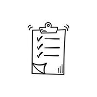 Hand drawn memo paper sheet icon in flat style. Checklist illustration on isolated background. To do list sign business concept. vector
