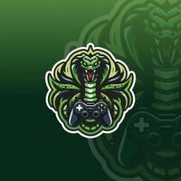 flat e-sport logo with a serpent wrapped around a game controller vector