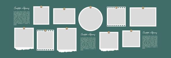 Pictures or photos frame collage layout abstract photo frames and digital photo wall template vector