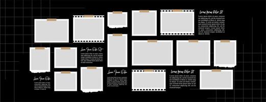 Collage photo effect with text template vector
