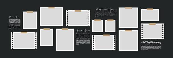 comics page grid layout abstract photo frames and digital photo wall template vector