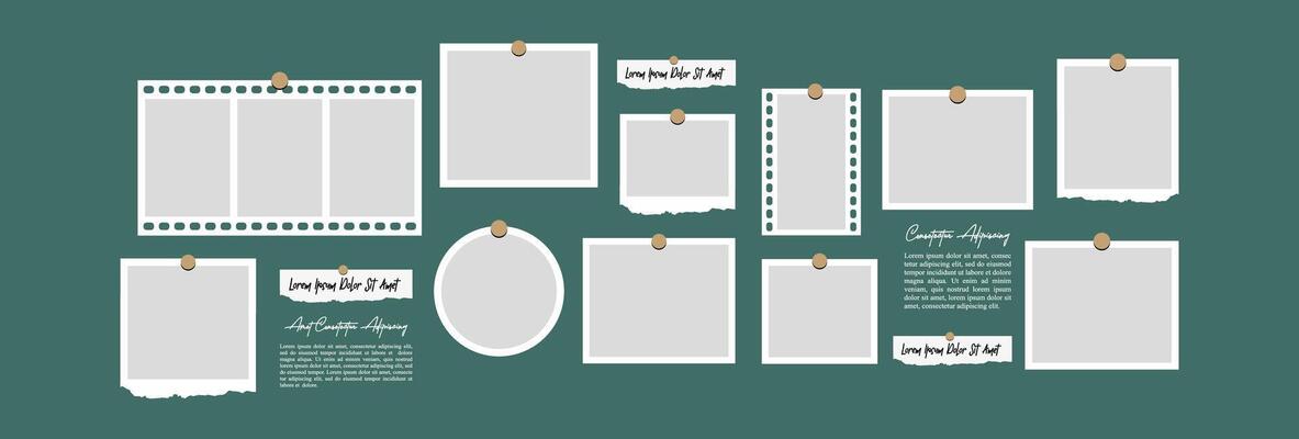 Pictures or photos frame collage, page grid layout abstract photo frames and digital photo wall template