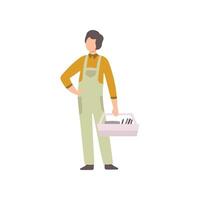 Professional Repairman with Toolbox, Auto Mechanic Character in Uniform Working In Car Repair Service Illustration vector